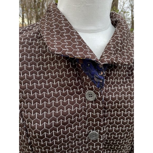 Vintage quilted Reversible Blazer Jacket Abstract blue Brown - Picture 12 of 12